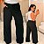 Calça Pantalona Canelada Veronica Preto Plus Size - Imagem 1