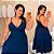Vestido Alça Farm Liso Azul Marinho Plus Size - Imagem 1