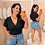 Cropped Canelado Aline Preto Plus Size - Imagem 1