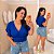 Cropped Canelado Aline Azul Royal Plus Size - Imagem 1