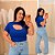 Cropped Canelado Lina Azul Royal Plus SIze - Imagem 1