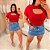 Cropped Canelado Lina Vermelho Plus Size - Imagem 4