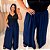 Calça Pantalona Cós Duplo Azul Marinho Plus Size - Imagem 4