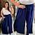 Calça Pantalona Cós Duplo Azul Marinho Plus Size - Imagem 3