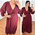 Vestido Manga Longa Tule Vinho Plus Size - Imagem 3