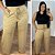 Calça Pantalona Canelada Veronica Bege Plus Size - Imagem 1