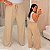 Calça Pantalona Canelada Veronica Bege Plus Size - Imagem 1