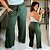 Calça Pantalona Canelada Veronica Verde Musgo Plus Size - Imagem 1