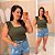 Regata Canelada Verde Militar Plus Size - Imagem 1