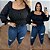 Cropped Elastex Manga Ive Preto Plus Size - Imagem 2