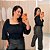 Cropped Elastex Manga Ive Preto Plus Size - Imagem 1