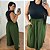Calça Pantalona Cós Duplo Verde Militar Plus Size - Imagem 3