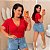 Cropped Canelado Aline Vermelho Plus Size - Imagem 1