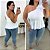 Blusa Bata Estrela Suzi Branco Plus Size - Imagem 2
