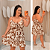 Vestido Susan Marrom Estampado Bege Plus Size - Imagem 1