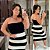 Vestido Modal Preto Listra Plus Size - Imagem 1
