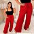 Calça Pantalona Canelada Verônica Vermelha Plus Size - Imagem 3