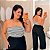 Top Faixa Lupita Listra Preta Plus Size - Imagem 1