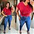 T shirt Básica Leila Vermelha Plus Size - Imagem 3