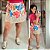 Short Saia Duda Floral Rosa Plus Size - Imagem 1