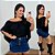 Blusa Ciganinha Luciana Preta Plus Size - Imagem 1