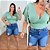 Cropped Canelado Aline Verde Menta Plus Size - Imagem 3