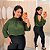 Blusa Manga Reina Verde Militar Plus Size - Imagem 1