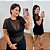 Body Tule Manga Curta Preto Plus Size - Imagem 1