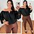 Blusa Manga Gola V Preto Plus Size - Imagem 2