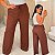 Calça Pantalona Canelada Verônica Marrom Plus Size - Imagem 1