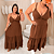 Vestido Alça Farm Liso Marrom Plus Size - Imagem 2