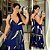 Vestido Alça Farm Maya Estampado Azul Marinho Plus Size - Imagem 1