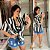 Conjunto Kimono Listra Preto Plus Size - Imagem 1