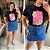 T shirt Algodão Margarida Preta Plus Size - Imagem 2