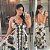 Vestido Lenço Adrieli Branco e Preto Plus Size - Imagem 1