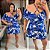 Macaquinho Andressa Azul Estampado Plus Size - Imagem 2