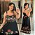 Vestido Alça Natalia Preto Estampado Plus Size - Imagem 1