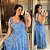 Vestido Cristiane Laço Azul Estampado Plus Size - Imagem 1