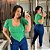 Blusa Corselet Manga Verde Plus Size - Imagem 1