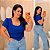 Blusa Corselet Manga Azul Bic Plus Size - Imagem 1
