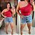 Blusa Nula Babado Suplex Vermelha Plus Size - Imagem 3