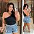 Blusa Nula Babado Suplex Preta Plus Size - Imagem 1