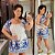 Macaquinho Farm Tropical Branco e Azul Plus Size - Imagem 1
