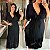 Vestido Tule Cruzado Preto Brilho Plus Size - Imagem 3