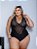 Body Alça Renda Ágata Preto e Bege Plus Size - Imagem 4