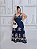 Vestido Alça Farm Verão Azul Marinho Plus Size - Imagem 1
