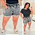 Short Jeans FF Nádia Chumbo Marmorizado Plus Size - Imagem 1