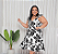 Vestido Alça Mari Estampado Preto Plus Size - Imagem 1