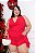 Macaquinho Gola Boba Lívia Vermelho Plus Size - Imagem 4