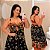 Vestido Aro Farm Estampado Preto e Laranja Plus Size - Imagem 1
